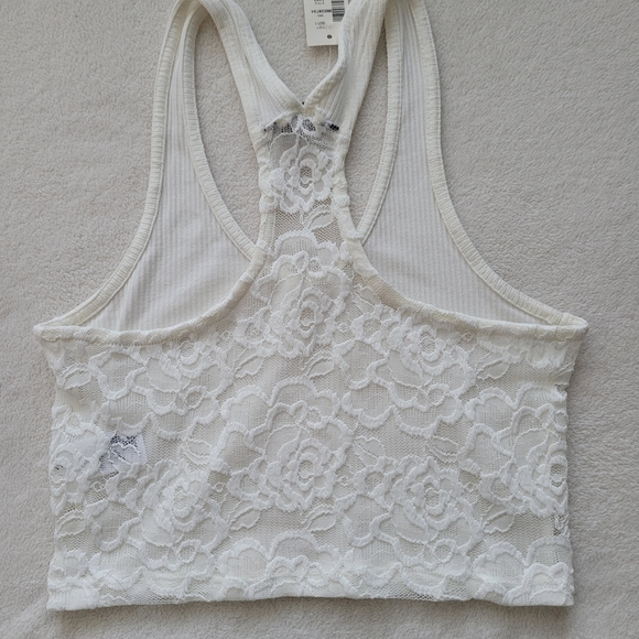 Aeropostale | Crop Halter Lace Back Top NEW Ladies Small Cream - Picture 12 of 14